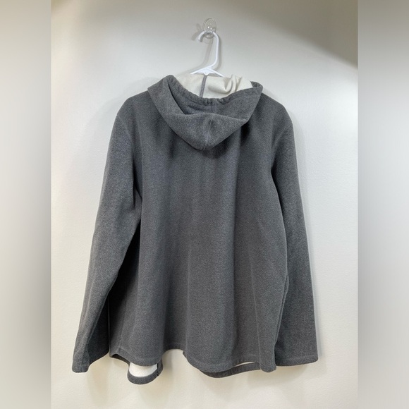 Gray Hooded Jacket Fleece Button Closure Women by Lauren Ralph Lauren Size L - Picture 9 of 15